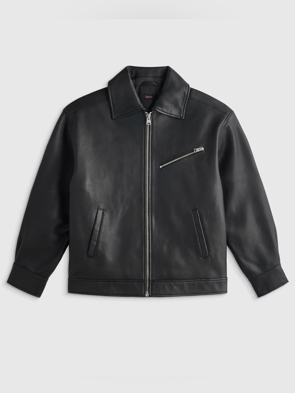 Quince 100% Leather Oversized Bomber Jacket NWT